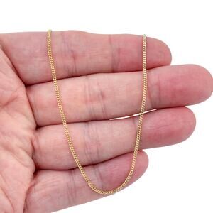 Vintage Gold-Tone Sterling Silver 925 Curb Link Chain Necklace 18.5"-20.5"